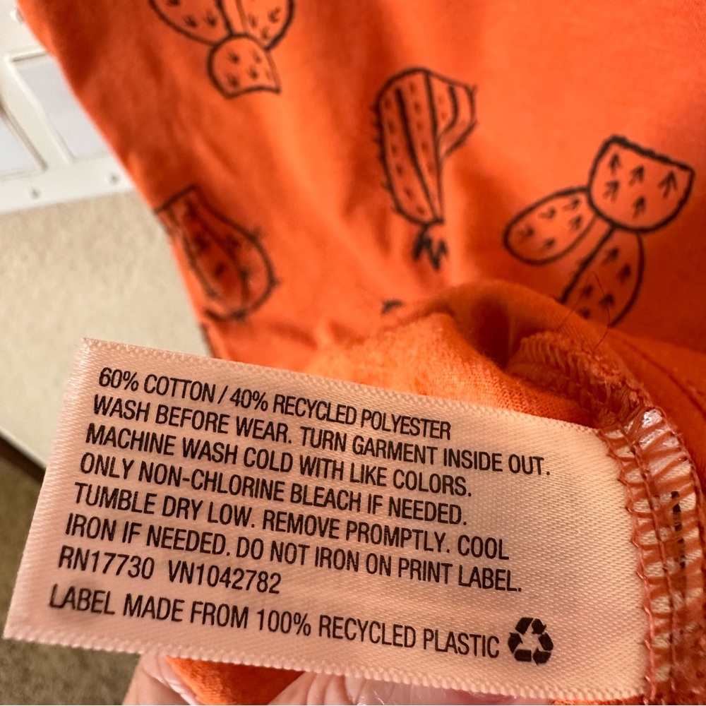 Cat & Jack Orange Cactus Print Tank Top Size 8/10 - Picture 3 of 4